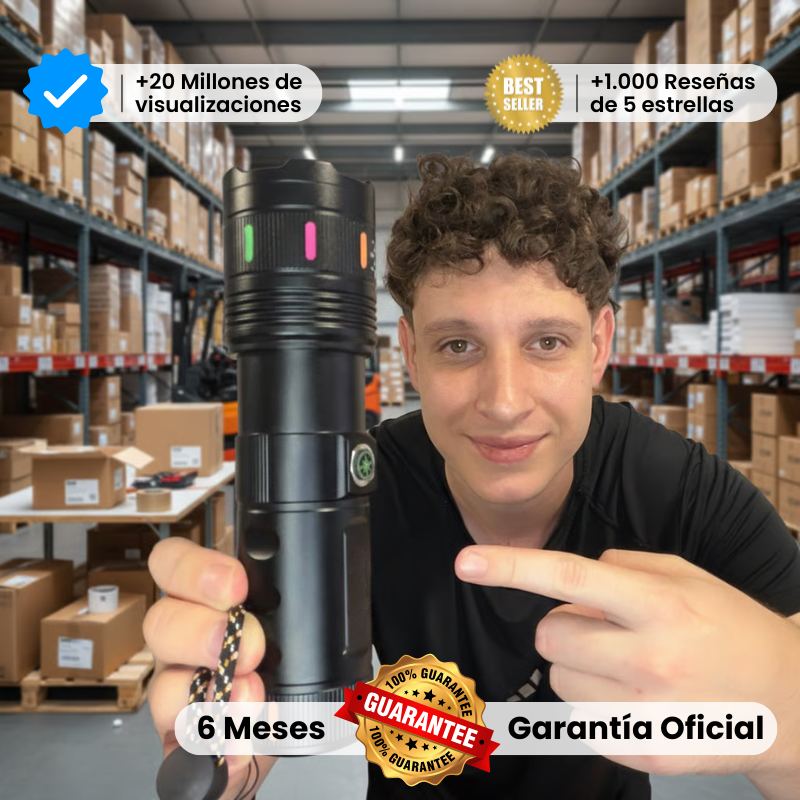 LUMIMAX PRO™  LINTERNA CON ZOOM TELESCÓPICO ALCANCE DE 3800 M | Bateria Recargable +Potencia🔋🔦.
