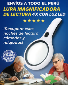 LUPA MAGNIFICADORA PARA LECTURA - CON LUZ LED PARA LECTURA NOCTURNA