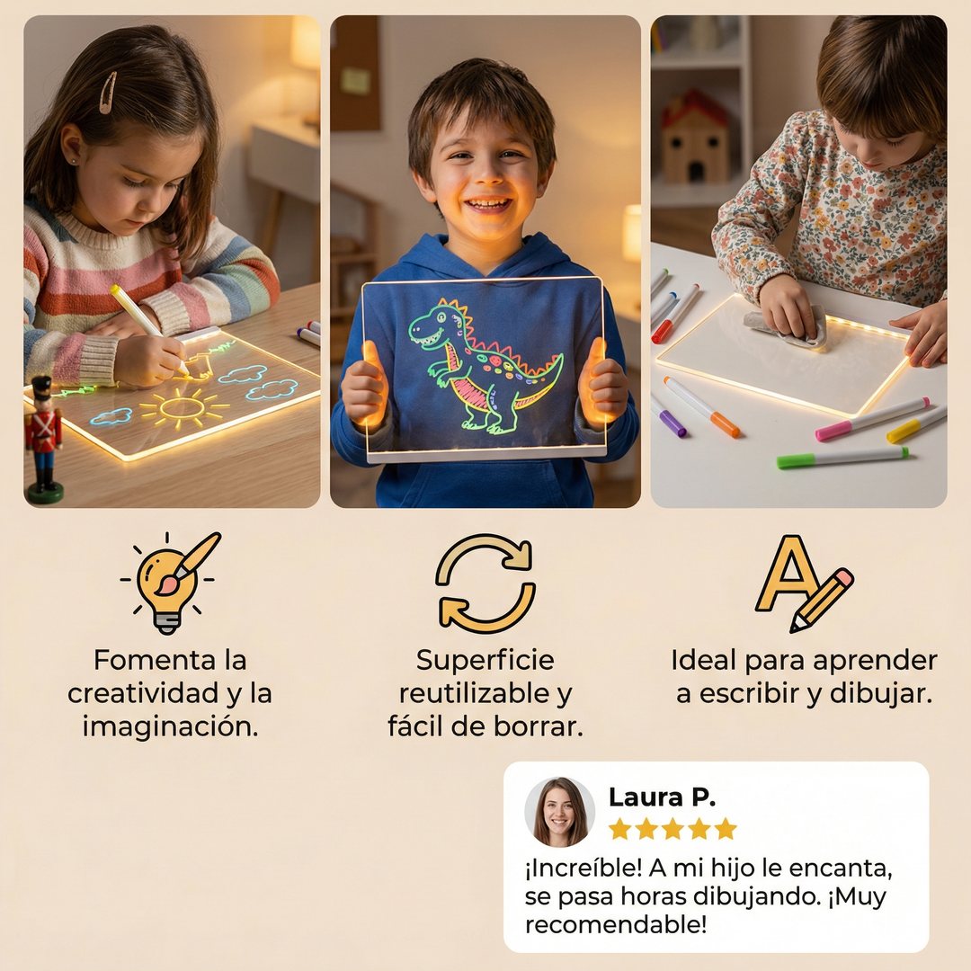 LumiArt Kids™ Pizarra de Dibujo Led magic creativo
