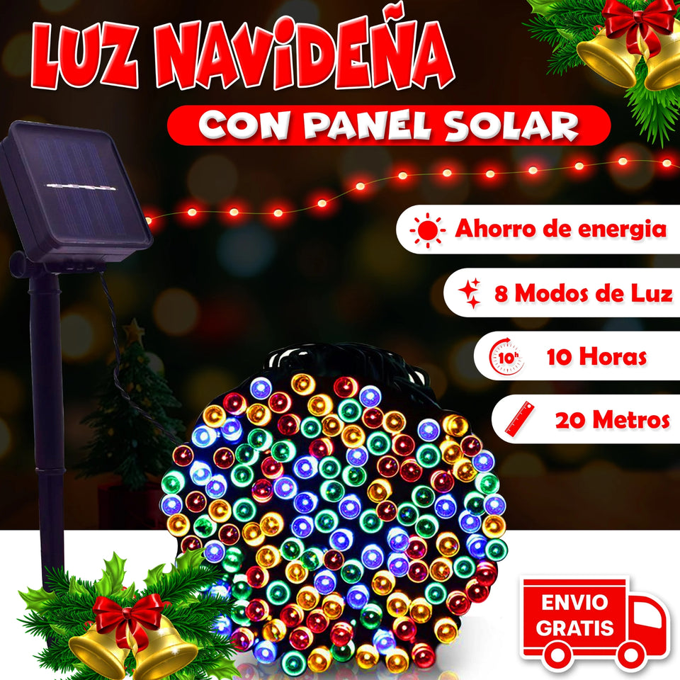 LUZ NAVIDEÑA CON PANEL SOLAR - 20MTS