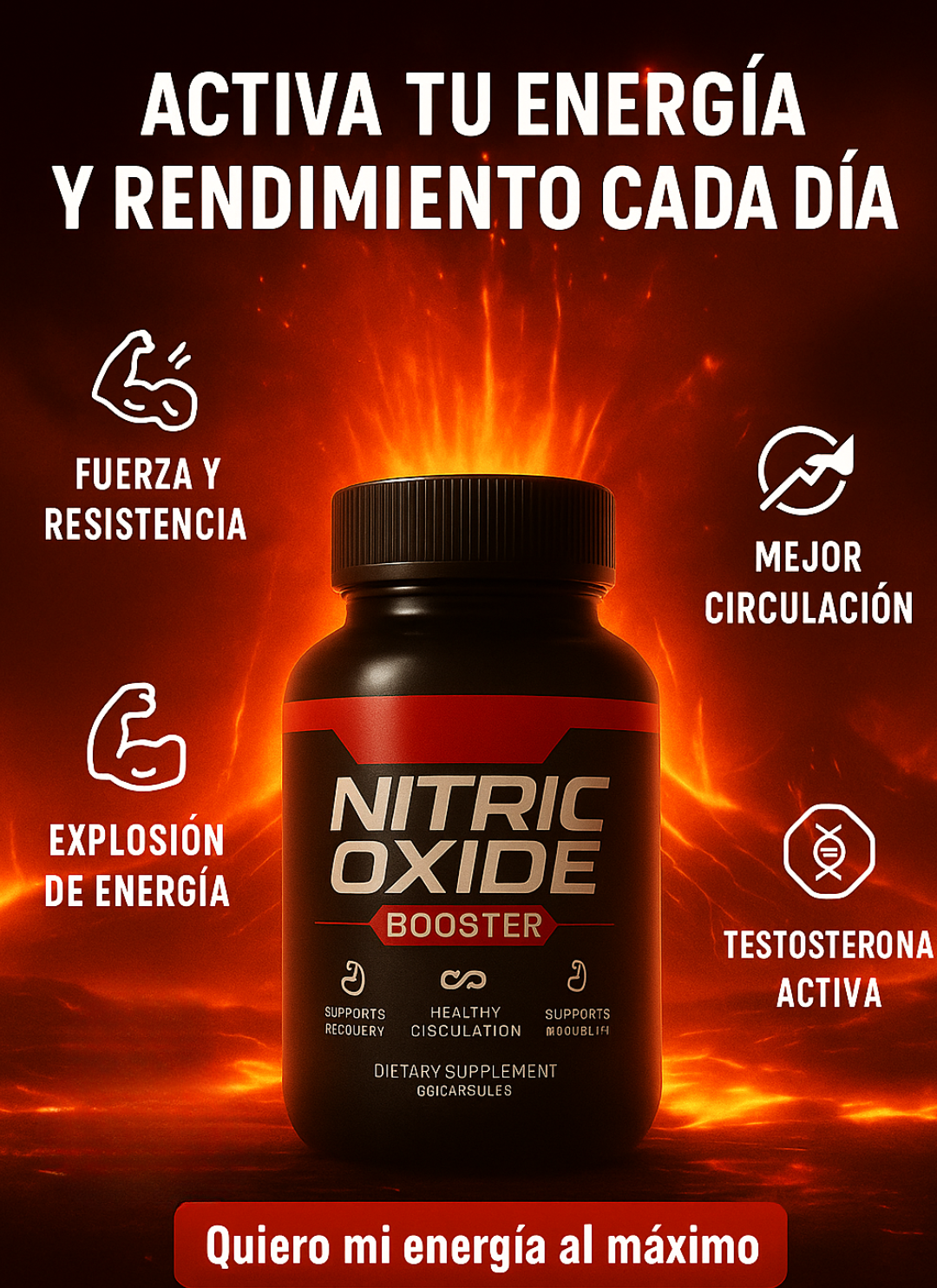 Óxido Nítrico BOOSTER™ Cápsulas con Huanarpo para Energía, Potencia y Rendimiento