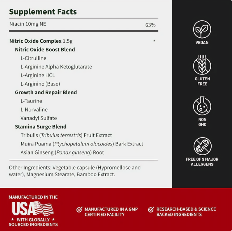 Óxido Nítrico BOOSTER™ Cápsulas con Huanarpo para Energía, Potencia y Rendimiento