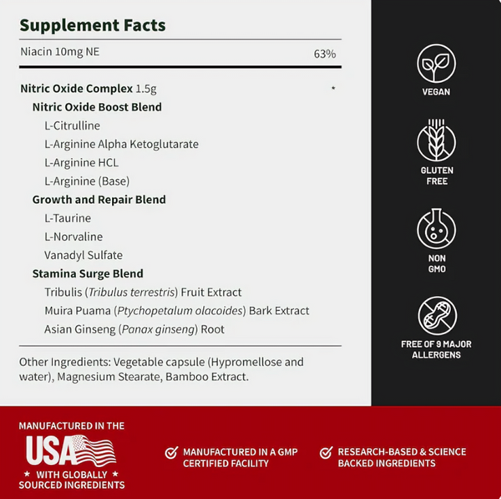 Óxido Nítrico BOOSTER™ Cápsulas con Huanarpo para Energía, Potencia y Rendimiento