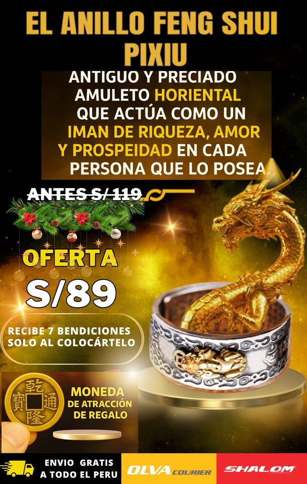 Anillo Feng Shui Pixiu de la Protección y Riqueza™